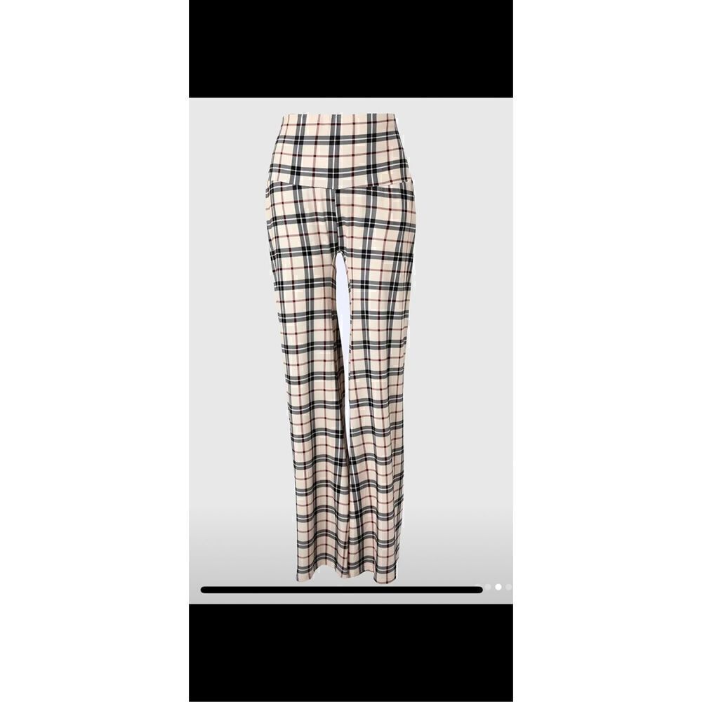 Plaid stylish, pants, high waste wide leg see pictures for measurements